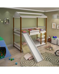 Beliche Infantil Juvenil Manuela com Escorregador Branco e Mel