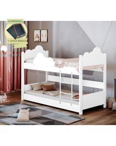 Cama simple Moveis Bela Beliche infantil com escorregador + 2 colchões cuna  color blanco fabricada en mdf