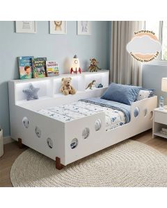 Cama de Criança Infantil Montessoriana Led Lanna com Nicho Branco Acompanha Luminária Led