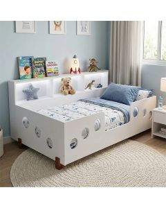 Cama Montessoriana de Criança Infantil Led Lanna com Nicho - Branco